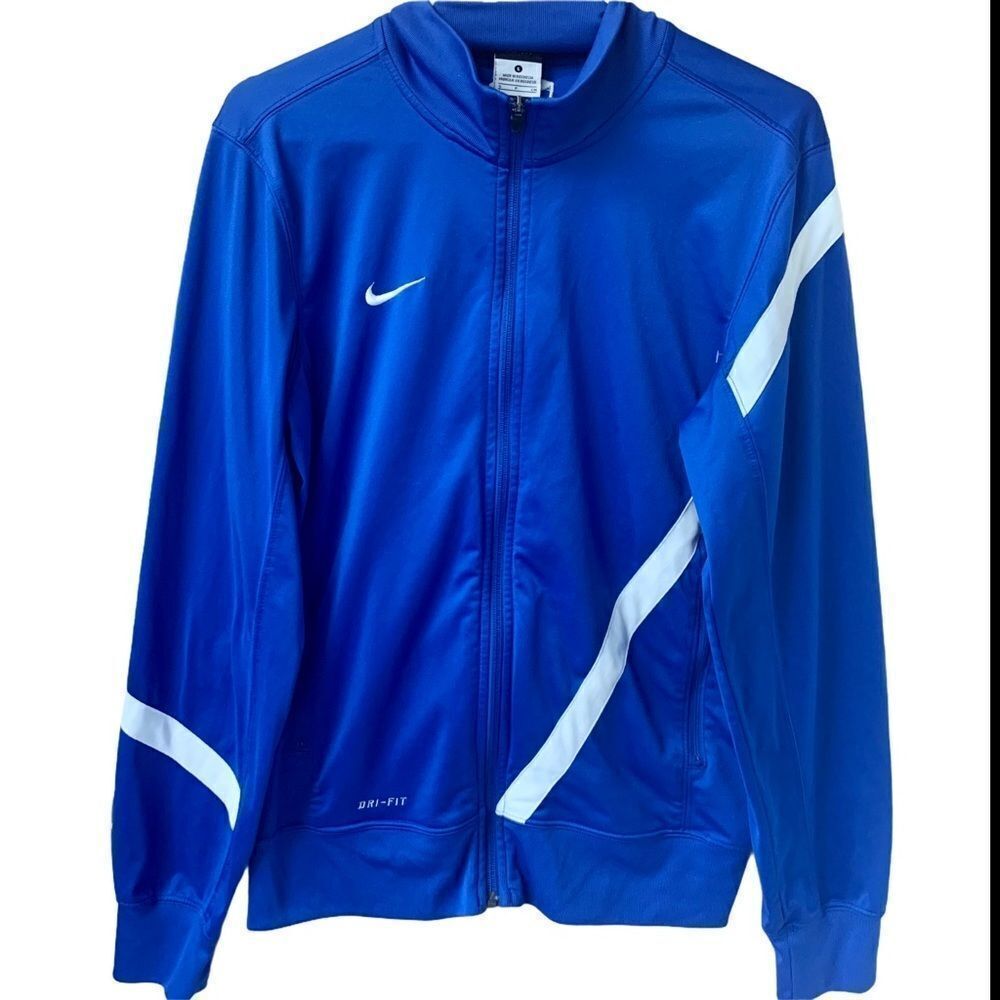 NIKE Blue & White Athletic Jacket With Dri-fit Size S/M NEW - Picture 2 of 16
